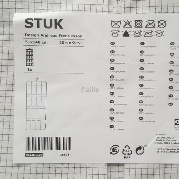 IKEA STUK Hanging shoe organizer with 16 pockets, white gray - Picture 10 of 16